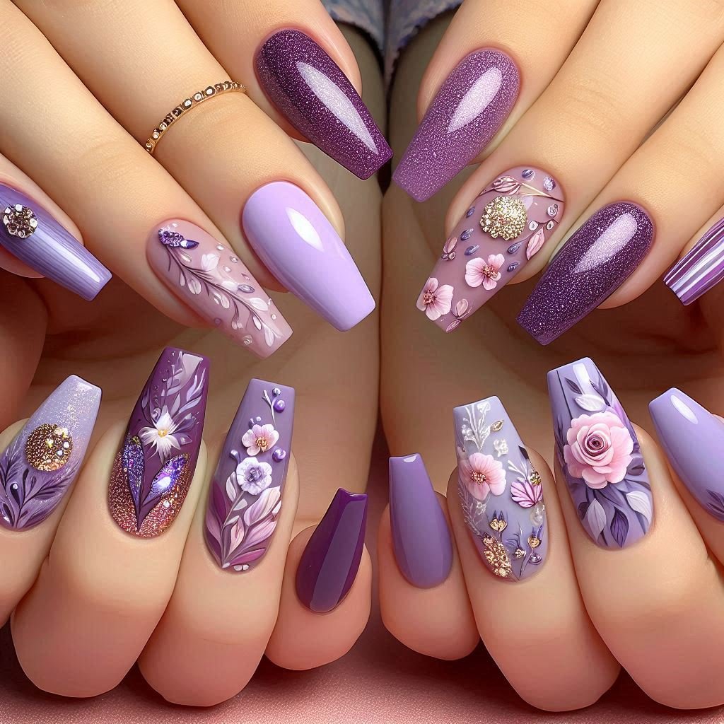 nail art designs in purple
