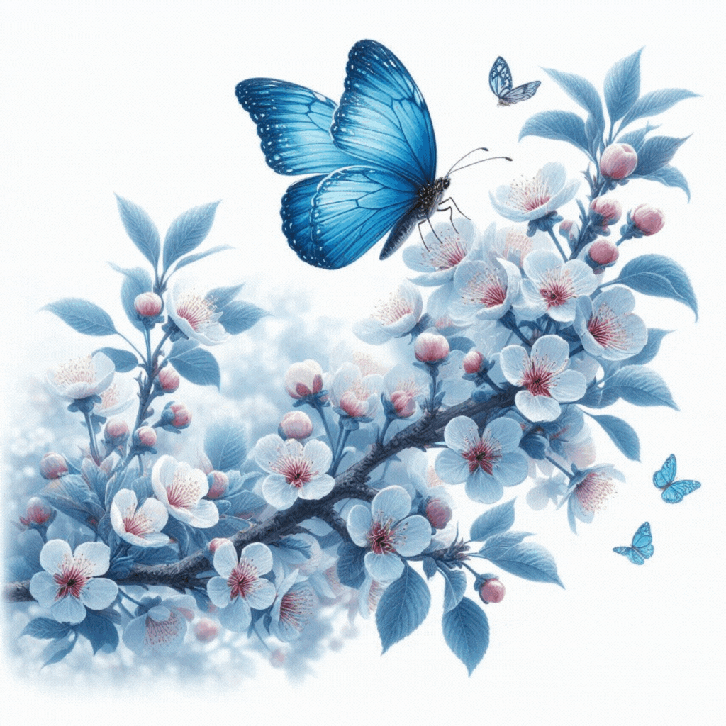 Beautiful Blue Butterfly Good Morning Wishes for whatsapp